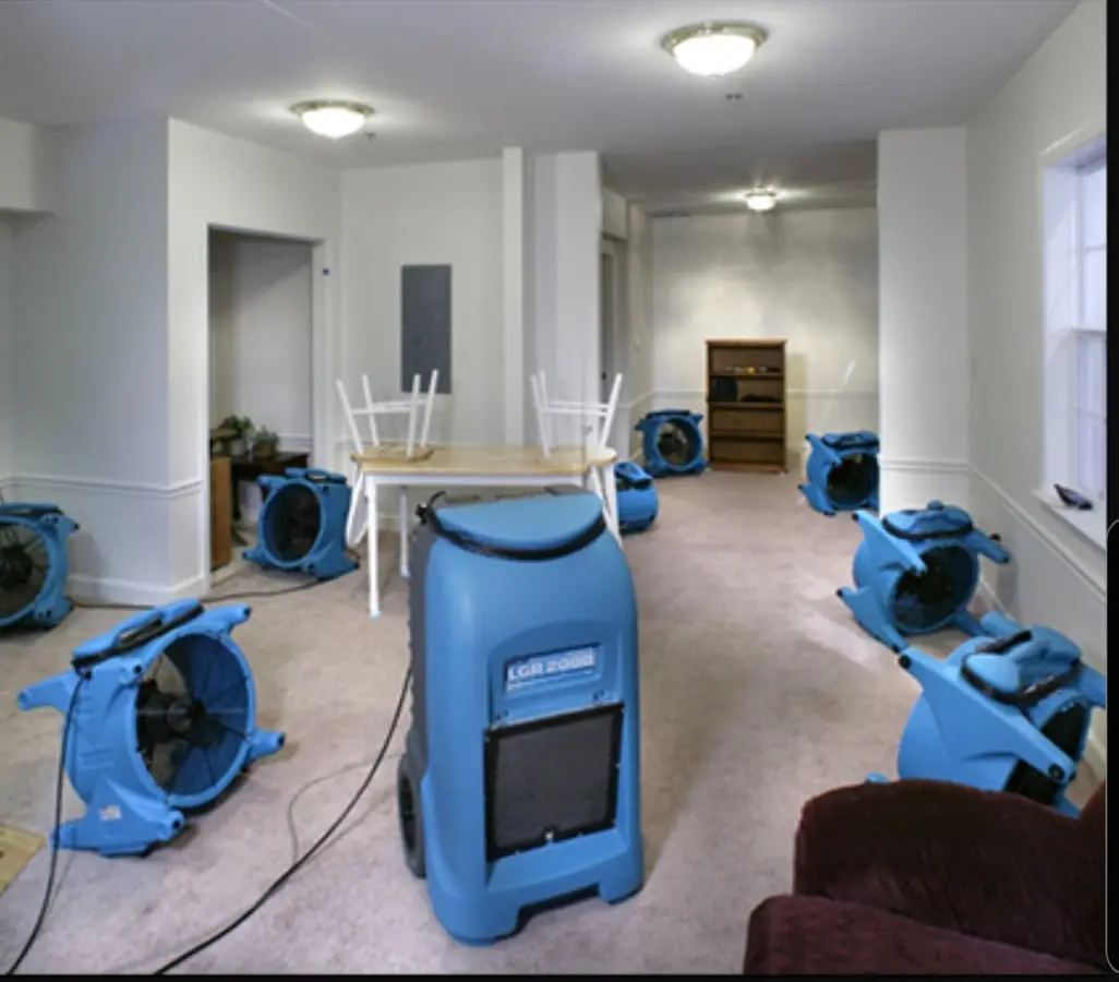 Air movers and dehumidifier setup for Water Extraction & Removal in Myrtletown